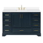 Ariel Stafford 55" Free Standing Single Basin Vanity Set with Cabinet and Quartz Vanity Top Midnight Blue