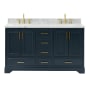 Ariel Stafford 60" Free Standing Double Basin Vanity Set with Cabinet and Marble Vanity Top Midnight Blue