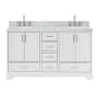 Ariel Stafford 60" Free Standing Double Basin Vanity Set with Cabinet and Marble Vanity Top White