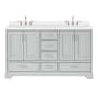 Ariel Stafford 60" Free Standing Double Basin Vanity Set with Cabinet and Quartz Vanity Top Grey