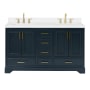 Ariel Stafford 60" Free Standing Double Basin Vanity Set with Cabinet and Quartz Vanity Top Midnight Blue