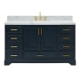 Ariel Stafford 60" Free Standing Single Basin Vanity Set with Cabinet and Marble Vanity Top Midnight Blue