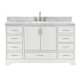 Ariel Stafford 60" Free Standing Single Basin Vanity Set with Cabinet and Marble Vanity Top White