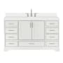 Ariel Stafford 60" Free Standing Single Basin Vanity Set with Cabinet and Quartz Vanity Top White