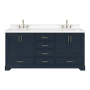 Ariel Stafford 72" Free Standing Double Basin Vanity Set with Cabinet and Quartz Vanity Top Midnight Blue