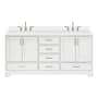 Ariel Stafford 72" Free Standing Double Basin Vanity Set with Cabinet and Quartz Vanity Top White