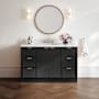 Ariel Milan 54" Free Standing Single Basin Vanity Set with Cabinet and Quartz Vanity Top Black / Carrara White Quartz Top / Brushed Nickel Hardware