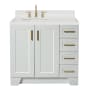 Ariel Taylor 36" Free Standing Single Basin Vanity Set with Cabinet, Quartz Vanity Top, and Left Offset Oval Bathroom Sink Grey