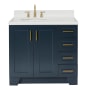 Ariel Taylor 36" Free Standing Single Basin Vanity Set with Cabinet, Quartz Vanity Top, and Left Offset Oval Bathroom Sink Midnight Blue