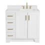 Ariel Taylor 36" Free Standing Single Basin Vanity Set with Cabinet, Quartz Vanity Top, and Right Offset Rectangular Bathroom Sink White