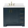 Ariel Taylor 36" Free Standing Single Basin Vanity Set with Hardwood Cabinet, Quartz Vanity Top, and Oval Bathroom Sink Midnight Blue
