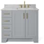 Ariel Taylor 36" Thick Carrara Marble Vanity Top Grey