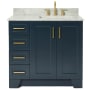 Ariel Taylor 36" Thick Carrara Marble Vanity Top Midnight Blue