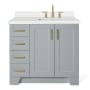 Ariel Taylor 37" Free Standing Single Basin Vanity Set with Hardwood Cabinet, Quartz Vanity Top, and Rectangular Bathroom Sink Gray