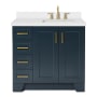 Ariel Taylor 37" Free Standing Single Basin Vanity Set with Hardwood Cabinet, Quartz Vanity Top, and Rectangular Bathroom Sink Midnight Blue
