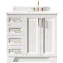 Ariel Taylor 37" Free Standing Single Basin Vanity Set with Hardwood Cabinet, Quartz Vanity Top, and Rectangular Bathroom Sink White
