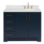 Ariel Taylor 42" Free Standing Single Basin Vanity Set with Cabinet, Quartz Vanity Top, and Right Offset Oval Bathroom Sink Midnight Blue