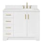 Ariel Taylor 42" Free Standing Single Basin Vanity Set with Cabinet, Quartz Vanity Top, and Right Offset Oval Bathroom Sink White