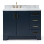 Ariel Taylor 42" Thick Carrara Marble Vanity Top Midnight Blue