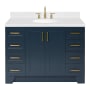 Ariel Taylor 48" Free Standing Single Basin Vanity Set with Cabinet, Quartz Vanity Top, and Oval Bathroom Sink Midnight Blue