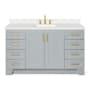Ariel Taylor 60" Free Standing Single Basin Vanity Set with Hardwood Cabinet, Quartz Vanity Top, and Rectangular Bathroom Sink Gray