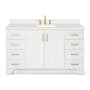 Ariel Taylor 60" Free Standing Single Basin Vanity Set with Hardwood Cabinet, Quartz Vanity Top, and Rectangular Bathroom Sink White