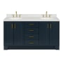 Ariel Taylor 66" Free Standing Double Basin Vanity Set with Cabinet, Quartz Vanity Top, and Oval Bathroom Sinks Midnight Blue