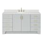 Ariel Taylor 66" Free Standing Single Basin Vanity Set with Cabinet, Quartz Vanity Top, and Oval Bathroom Sink Grey