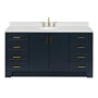 Ariel Taylor 66" Free Standing Single Basin Vanity Set with Cabinet, Quartz Vanity Top, and Oval Bathroom Sink Midnight Blue