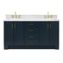 Ariel Taylor 66" Free Standing Double Basin Vanity Set with Cabinet and Marble Vanity Top Midnight Blue