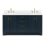 Ariel Taylor 66" Free Standing Double Basin Vanity Set with Cabinet and Quartz Vanity Top Midnight Blue