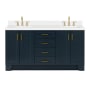 Ariel Taylor 67" Free Standing Double Basin Vanity Set with Cabinet and Quartz Vanity Top Midnight Blue