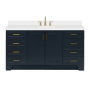 Ariel Taylor 67" Free Standing Single Basin Vanity Set with Cabinet and Quartz Vanity Top Midnight Blue