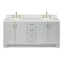 Ariel Taylor 72" Free Standing Double Basin Vanity Set with Cabinet, Quartz Vanity Top, and Oval Bathroom Sinks Grey