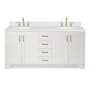 Ariel Taylor 72" Free Standing Double Basin Vanity Set with Cabinet, Quartz Vanity Top, and Oval Bathroom Sinks White