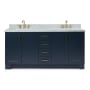 Ariel Taylor 73" Free Standing Double Basin Vanity Set with Cabinet and Marble Vanity Top Midnight Blue