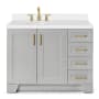 Ariel Taylor 42" Free Standing Single Basin Vanity Set with Wood Cabinet, 4 Right Side Drawers, Oval Sink, and Quartz Vanity Top Grey