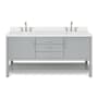 Ariel Bayhill 72" Free Standing Double Basin Vanity Set with Cabinet and Quartz Vanity Top Grey / Pure White Top