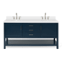 Ariel Bayhill 72" Free Standing Double Basin Vanity Set with Cabinet and Quartz Vanity Top Midnight Blue / Pure White Top
