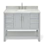 Ariel Magnolia 42" Free Standing Single Basin Vanity Set with Cabinet and Marble Vanity Top Grey / Carrara White Top