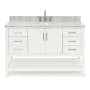 Ariel Magnolia 54" Free Standing Single Basin Vanity Set with Cabinet and Marble Vanity Top White / Carrara White Top
