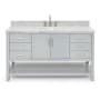 Ariel Magnolia 60" Free Standing Double Basin Vanity Set with Cabinet and Marble Vanity Top Grey / Carrara White Top