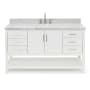 Ariel Magnolia 60" Free Standing Double Basin Vanity Set with Cabinet and Marble Vanity Top White / Carrara White Top