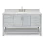 Ariel Magnolia 60" Free Standing Double Basin Vanity Set with Cabinet and Marble Vanity Top Grey / Carrara White Top