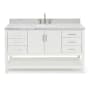 Ariel Magnolia 60" Free Standing Double Basin Vanity Set with Cabinet and Marble Vanity Top White / Carrara White Top