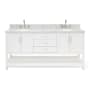 Ariel Magnolia 72" Free Standing Double Basin Vanity Set with Cabinet and Marble Vanity Top White / Carrara White Top