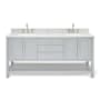 Ariel Magnolia 72" Free Standing Double Basin Vanity Set with Cabinet and Marble Vanity Top Grey / Carrara White Top
