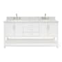 Ariel Magnolia 72" Free Standing Double Basin Vanity Set with Cabinet and Marble Vanity Top White / Carrara White Top