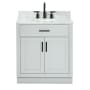 Ariel Hepburn 32" Free Standing Single Basin Vanity Set with Cabinet, Marble Vanity Top, and Oval Sink Grey