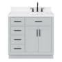 Ariel Hepburn 36" Free Standing Single Basin Vanity Set with Cabinet, Quartz Vanity Top, and Right Offset Rectangular Bathroom Sink Grey